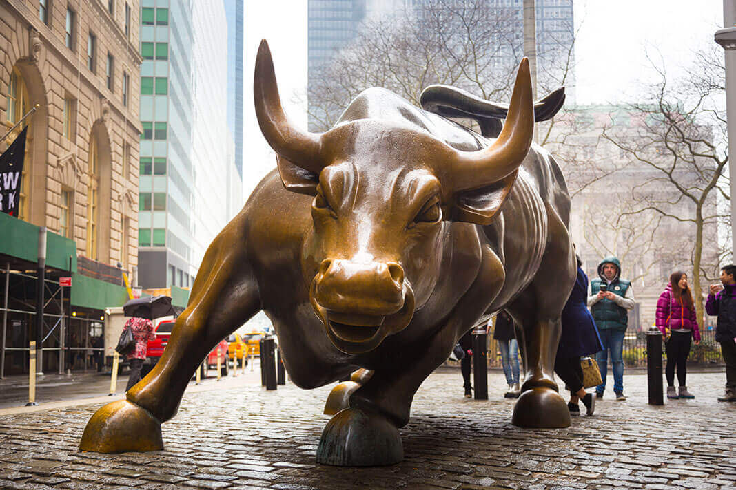 Charging Bull representing financial optimism
